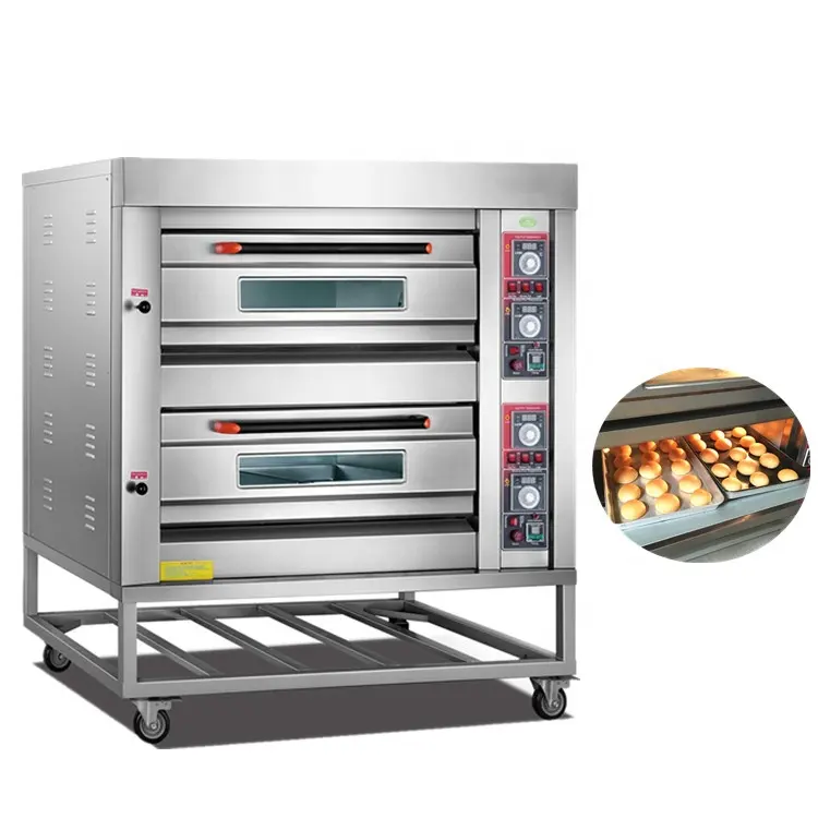 Commerciële Brood Snack Machines Bakkerij Apparatuur Prijzen Dubbele Dek Oven Bakkerij 2 Dek Gas Oven Bakken Brood Bakkerij Oven Prijzen