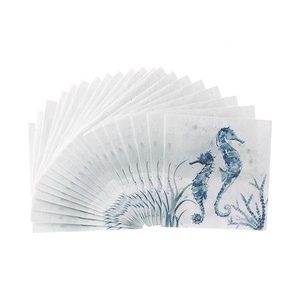 Serviettes en <span class=keywords><strong>papier</strong></span> jetables bleu fête <span class=keywords><strong>cheval</strong></span> de mer Floral Vintage Cocktail serviettes en <span class=keywords><strong>papier</strong></span> - Product Image 2