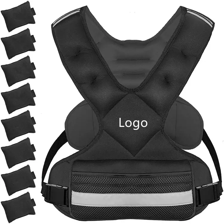 Adjustable Weighted Vest workout with Reflective Stripe, Body Weight Vest Jacket for Men, Women Fitness Training Weight Vest