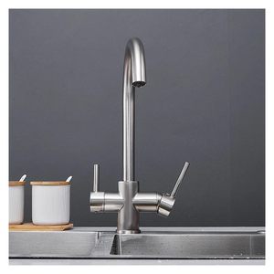 कारखाने की कीमत तीन तरफा 304 स्टेनलेस स्टील रसोई और बाथरूम के उपयोग के लिए गर्म और ठंडे पानी सिंक टैप - Product Image 5