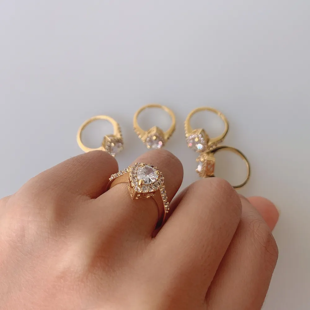 18k altın takı çift elmas yüzük, moda özel sonsuzluk düğün nişan altın parmak yüzük tasarımı kadınlar için