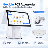 Sistem POS Layar Ganda 15.6 Inci Android 14 RK3576 8GB 64GB dengan Printer Thermal 80mm Terintegrasi untuk Kasir Toko Restoran