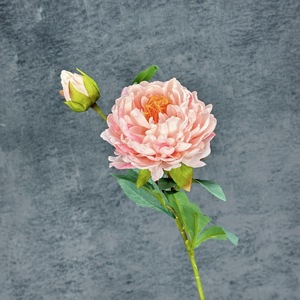 ดอกโบตั๋นไหม 2 หัว แบบขอบไหม้ ตกแต่งบ้าน งานแต่งงาน - Product Image 2