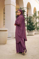 Aschulman Écharpe de base solide brodée personnalisée Jilbab Hijab Abaya Prière Ensemble de 2 pièces pour femmes musulmanes