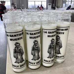 ขายส่งศาสนาเทียนเซนต์ไมเคิลสวดมนต์เทียนสวดมนต์สูง Veladoras Santa Muerte
