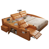 Lit de massage électrique en cuir multifonctionnel moderne et simple avec interface USB 150x200/180x200cm Design Tatami pour chambre principale
