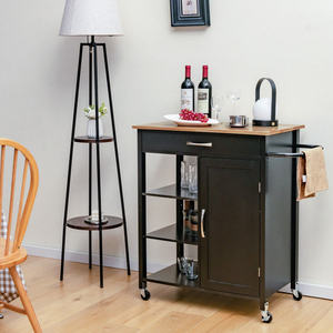DB Modern Design <b>Mobile</b> <b>Kitchen</b> <b>Island</b> Cart with Rubber Wood Panel Style Top - Product Image 3