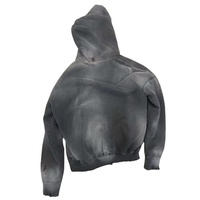 Sweat à capuche noir surdimensionné Vintage vieilli délavé à l'acide éclaboussures de peinture éponge française recadrée sweat à capuche personnalisé hommes vente en gros