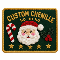 En gros, Patch brodé 3D en chenille, motifs Alphabet, Père Noël, Canne à sucre, Aigue-vive, Cœur, Fleur, thermocollant, pour cadeau de Noël et chapeau