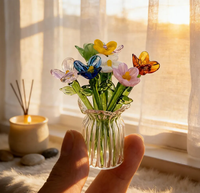 Bouquet de fleurs de naissance personnalisé en verre soufflé à la main, fleur de printemps, cadeau pour maman, cadeaux créatifs en verre, décoration d'intérieur