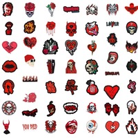 50 Pegatinas Góticas Negras y Rojas, Decoración de Terror y Thriller, Pegatinas Impermeables para Cuadernos y Vasos, Pegatinas de Graffiti