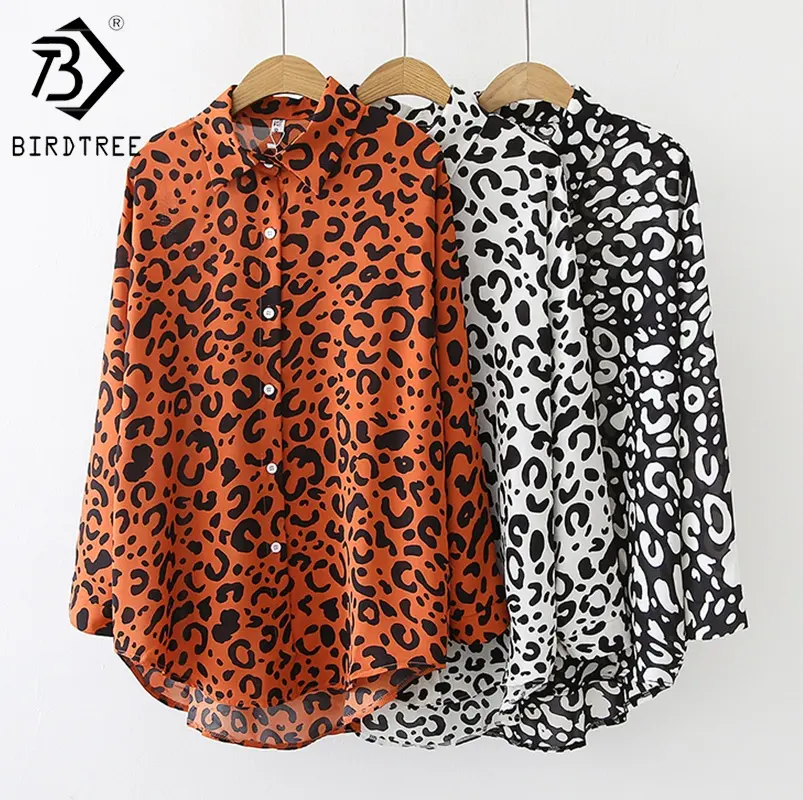 2023 Women Autumn Korean Spot Loose Versatile Long-sleeved Shirt Temperament Leopard Print Floral Fashion Blouse Shirt T18204Y