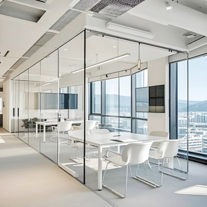 Cloison en verre trempé panoramique, épaisseur 12 mm, design moderne pour bureau, salle <span class=keywords><strong>de</strong></span> réunion, hôtel, extérieur - Product Image 1