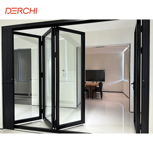 DERCHI High Quality Low Price US Standards Thermal Break Aluminum Bi Fold Exterior Glass Bifold Folding <strong>Accordion</strong> Doors - Product Image 3