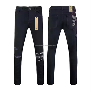 Pantalones Vaqueros de Mezclilla de Alta Calidad Marca Ksubing, Estilo Urbano, Corte Slim Fit, Rectos, Efecto Desgastado, Lavado Desgastado, Jeans Ksubis para Hombre - Product Image 1