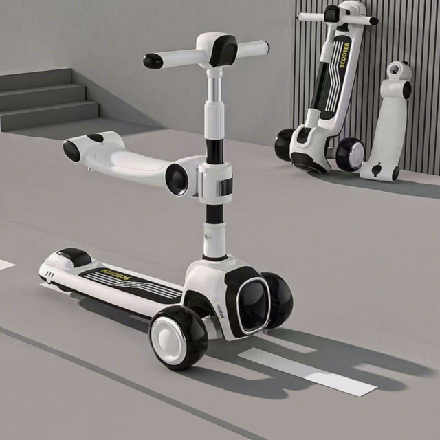 Foldable Scooter Kids 3 Big LED Pu Wheels Children's Kick Scooter for Children Boys Girls 3-12 Years Old