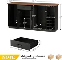 Meuble bar à vin HANYEE noir X-Door avec plateau extensible, gestion des câbles et rangement pour bouteilles