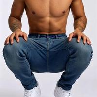 Jean slim vintage taille mi-haute en denim de haute qualité, personnalisable, effet amincissant