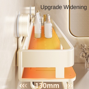 Organizador de Cosméticos de Pared para Baño, de Metal, Ecológico, Color <span class=keywords><strong>Blanco</strong></span> Leche, Sin Perforaciones, Montado en la Esquina - Product Image 3