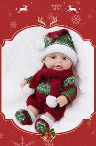 Nouvelle poupée Reborn de 25 cm, poupée compagnon en caoutchouc souple, thème de Noël, poupée avec bonnet tricoté, cadeau, vente en gros - Product Image 2