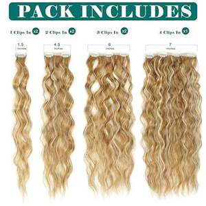 ผมต่อแบบเส้นใยทนความร้อนสูง ลอนยาวแบบคลื่นน้ำ ชุด 7 ชิ้น ผมสังเคราะห์สำหรับผู้หญิง - Product Image 5