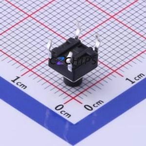 TS-1002-BR06516 Tactile Switch Through hole-4P,6x6mm Switch Single Pole Single Throw Round Button 1.6N Through Hole - Product Image 2