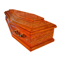 Ataúd de Madera con Fino Tallado de Corazón, Acabado de Alto Brillo, Estilo Clásico, Ataúd de Madera Sólida para Funerales Europeos
