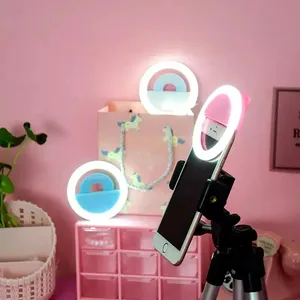 Lampu Ring Selfie Led Mini Portabel lingkaran Logo kustom lampu untuk Makeup Live lampu dapat diisi ulang dengan klip pada UNTUK Iphone