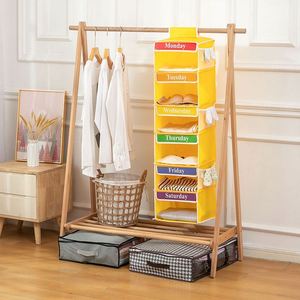 5/6 <b>Shelf</b> Weekly Clothes Organizer for Kids Hanging Daily Closet Organization Days of the Week Clothing Divider Storage - Product Image 3