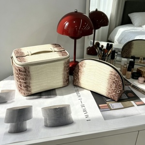 Fashion Gradient <b>Croc</b> Texture PU Makeup Bag 2 Pcs Set Travel Toiletry Organizer Waterproof Cosmetic Storage Case Beauty Wash Bag - Product Image 1