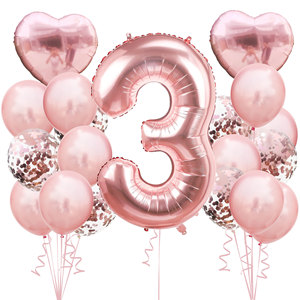 Décorations de fête d'anniversaire 1-9 ans, ensemble de ballons rose gold, ensemble de ballons en feuille d'aluminium - Product Image 4