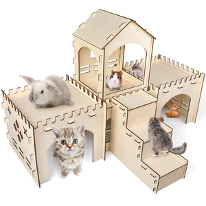Extra Large Wooden <span class=keywords><strong>Rabbit</strong></span> Hideout Castle Indoor Outdoor Bunny <span class=keywords><strong>Houses</strong></span> destacável pequeno Animal Play Hideaway Hut para Coelhos - Product Image 1