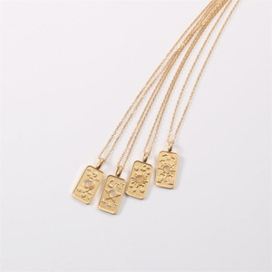 Trendy Hot Products 18k Gold Plated Stainless Steel Square Zircon Crystal Pendant <b>Necklace</b> Link for Women Wedding Daily Wear - Product Image 5