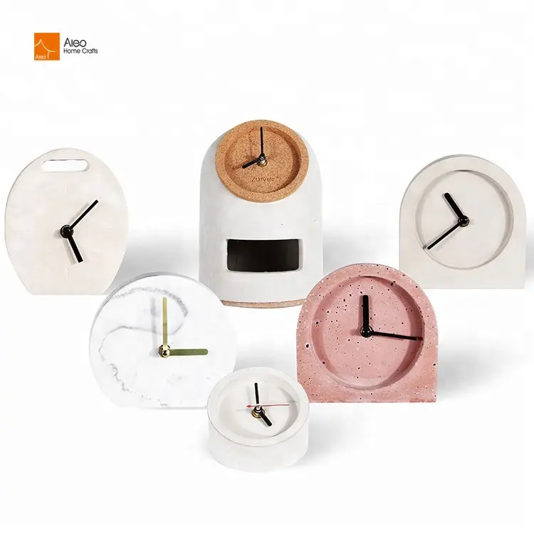 Art Deco Style Concrete Desk Clock Promotional Decorative Circular Clock with Needle Display for Home/Office Anniversary