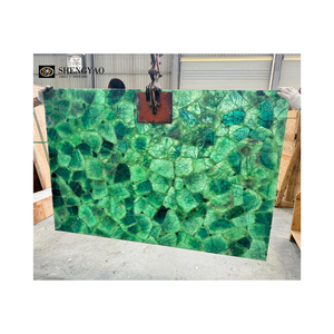 Tùy Chỉnh Kích Thước Sang Trọng Đá Màu Xanh Lá Cây Đá Cẩm Thạch Pha Lê Onyx Mờ Đá Bàn Tiếp Tân Cho Sảnh Khách Sạn - Product Image 6