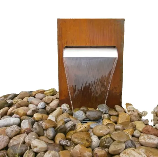 Garden metal waterfall with rain curtain customized corten steel water feature outdoor