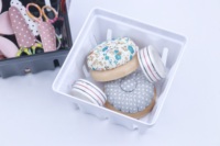Panier carré empilable en mélamine de haute qualité pour accessoires de couture, boîte de rangement portable pour travaux d'aiguille
