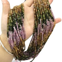 Prêt à expédier perles de tourmaline arc-en-ciel translucides naturelles collier de pierres précieuses en vrac délicat ensemble de bijoux perles de pierre