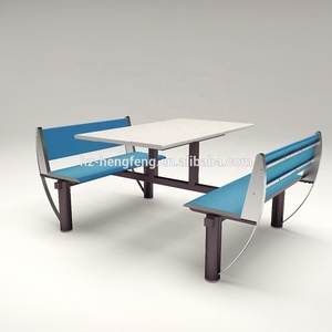 Juego de Mesa y Sillas de Comedor Económico para 4 Personas, Moderno, con Estructura de Acero y Tablero de Madera, Resistente, para <span class=keywords><strong>Restaurantes</strong></span> de Comida Rápida y Escuelas - Product Image 3