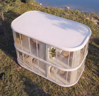 Maison préfabriquée moderne en verre courbé pliable et mobile, bureau modulaire de luxe à 2 étages pour chantier de construction et dortoir