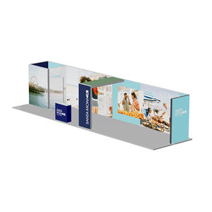 บูธแสดงสินค้าแบบพกพาสำหรับรีสอร์ทริมชายหาด พร้อมผนังแบ่งส่วนขยายได้ แผงกราฟิกวันหยุด โต๊ะต้อนรับแบบโมดูลาร์ - Product Image 1