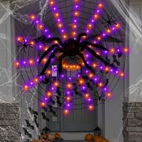 Tsinye Halloween Spider Web Lights Intérieur Extérieur Télécommande 8 Modes D'éclairage Halloween Intérieur Extérieur Éclairage Décoratif