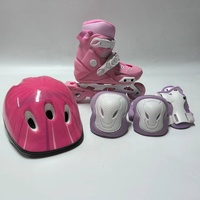 YSMLE Kids Outdoor Plastic Shell Cadre réglable en alliage d'aluminium 4 roues Patins à roues alignées avec casque et équipement de protection