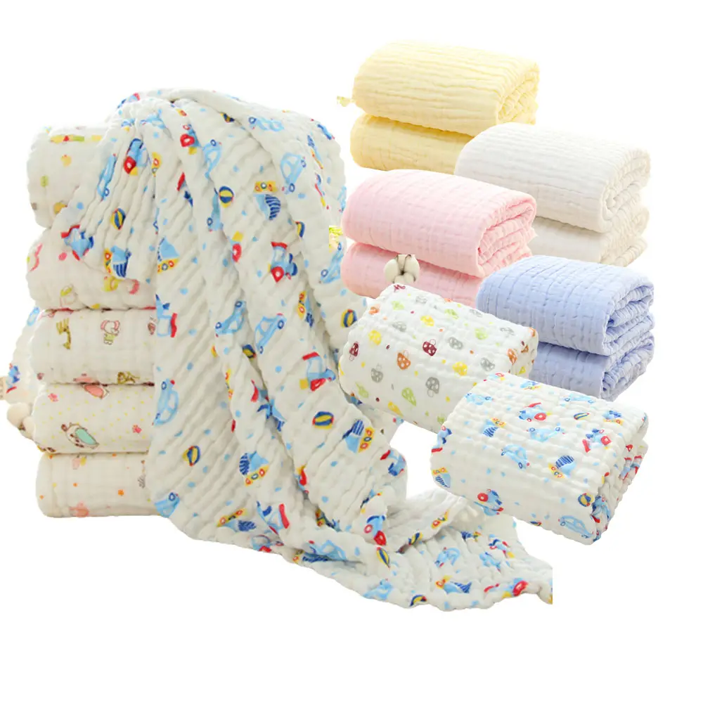 Cheap Custom 6 Layers Muslin Newborn Swaddle Blankets Soft 100% Organic Cotton Baby Blanket Bath Towel