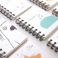 Portátil mini horario lindo animal dibujos animados doble anillo espiral cuaderno