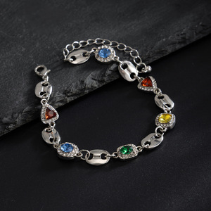 <span class=keywords><strong>Collana</strong></span> con Diamanti Colorati in Stile Europeo <span class=keywords><strong>e</strong></span> Americano per <span class=keywords><strong>Uomo</strong></span>, <span class=keywords><strong>Bracciale</strong></span> Versatile Hip-hop Retrò di Lusso Super Scintillante - Product Image 3