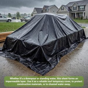 Bâche plastique 6 mil 10 pi x 25 pi, polyéthylène noir robuste, imperméable, barrière anti-mauvaises herbes, protection UV - Product Image 5