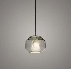Lámpara de araña de línea larga minimalista moderna de una sola cabeza, luz colgante de cristal gris para comedor, lámpara de tamaño medio - Product Image 6