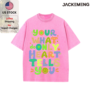 T-shirt Oversize 'Your Heart Tells You' Stile Streetwear Retrò, Maglietta Hip Hop a Maniche Corte, Vendita all'Ingrosso da Magazzino Locale USA - Product Image 4