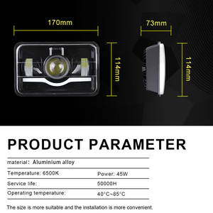 Phares carrés LED étanches 4x6 pouces 12V 45W à forte luminosité (10000 lumens) avec garantie de 2 ans pour voitures, jeps et camions universels – Vente Flash - Product Image 3